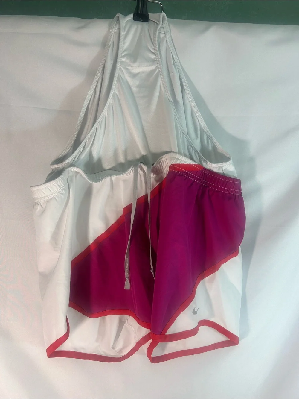 Nike Girls White Pink Red Colorblock Athletic Shorts